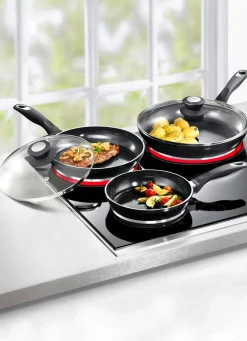 Aluguss-Profi-Pfannen-Set, 5-teilig, mit 3-facher Thermo-Keramikbeschichtung