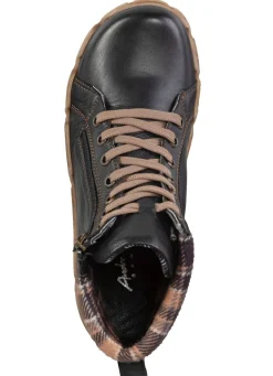 Andrea Conti Schnür-Bootie mit Schaftrand aus kariertem Textil