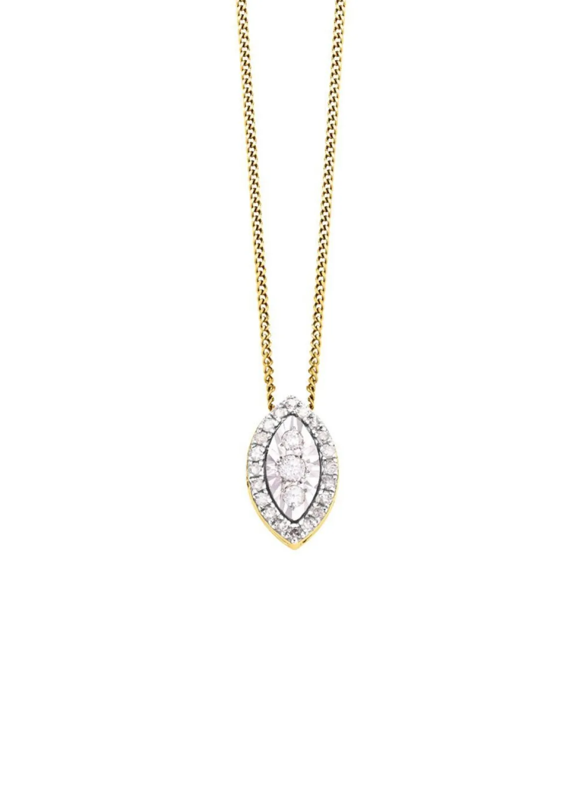 Anhänger mit 3 Brillanten, 20 Diamanten und Ankerkette