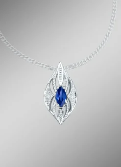 Anhänger mit Brillanten und echter blaue Safir