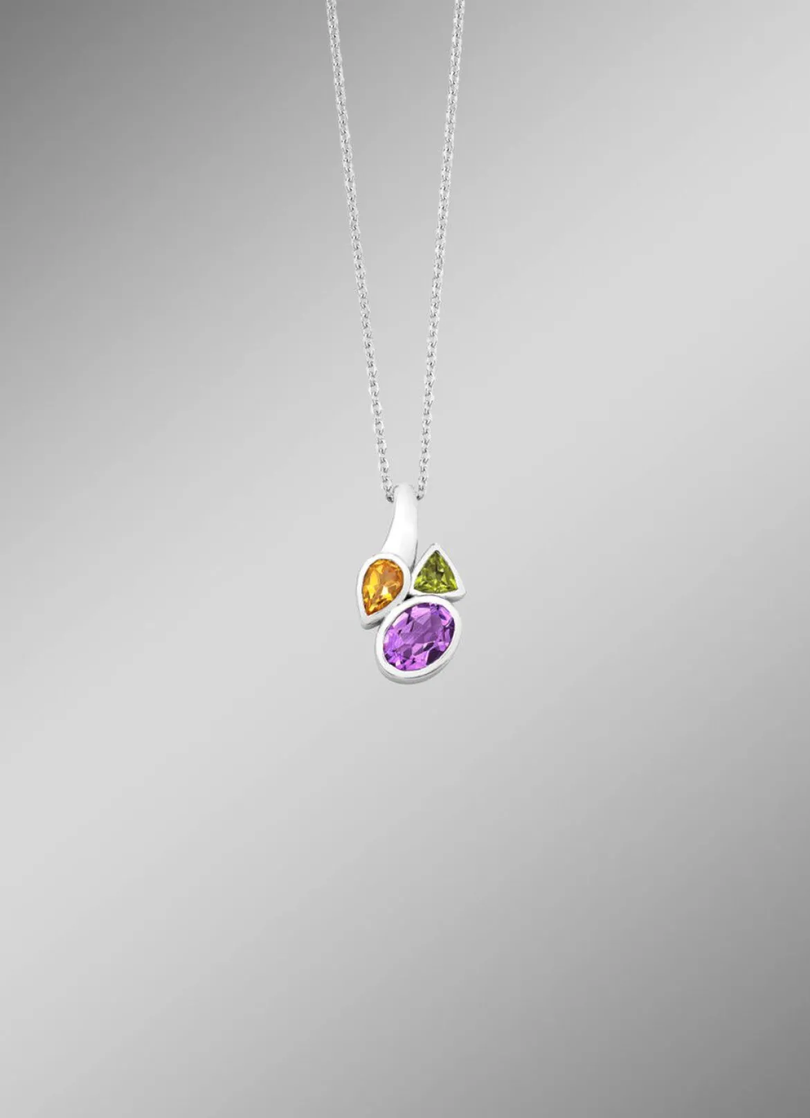 Anhänger mit echt Amethyst, echt Citrin und echt Peridot