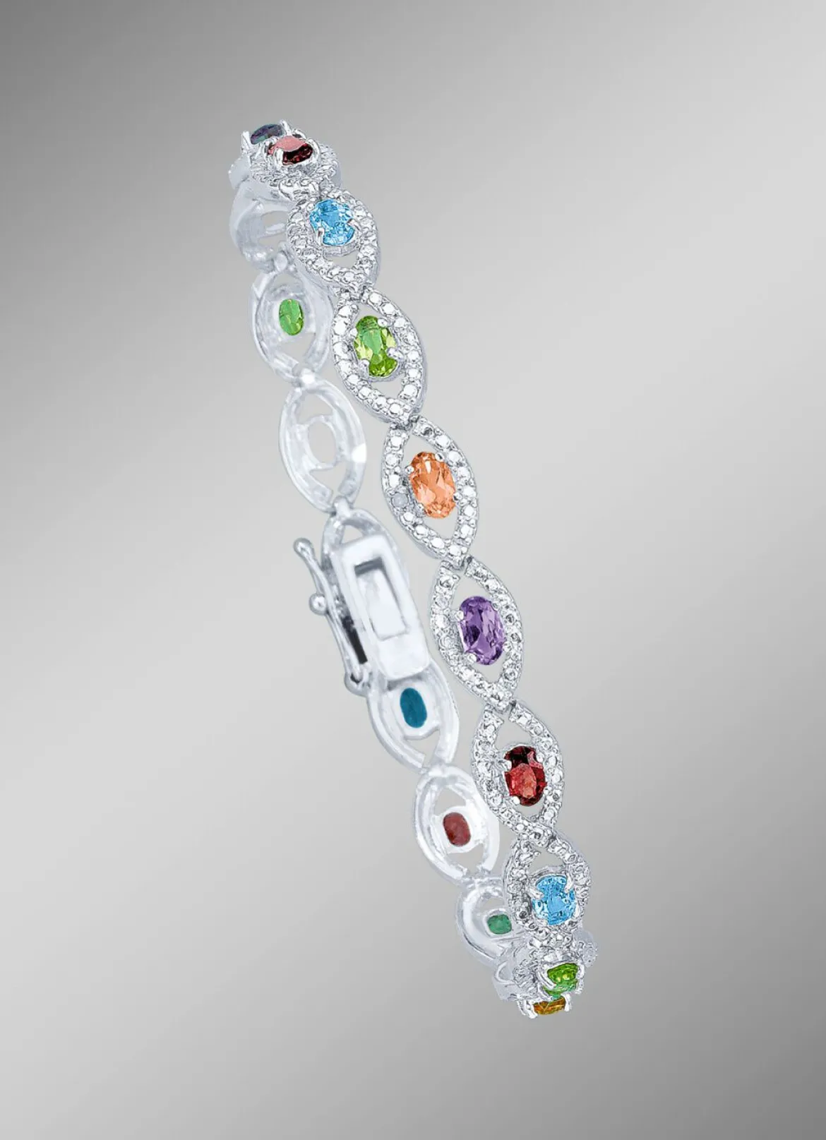 Armband mit echt Granat, Blautopas, Citrin, Amethyst und Peridot