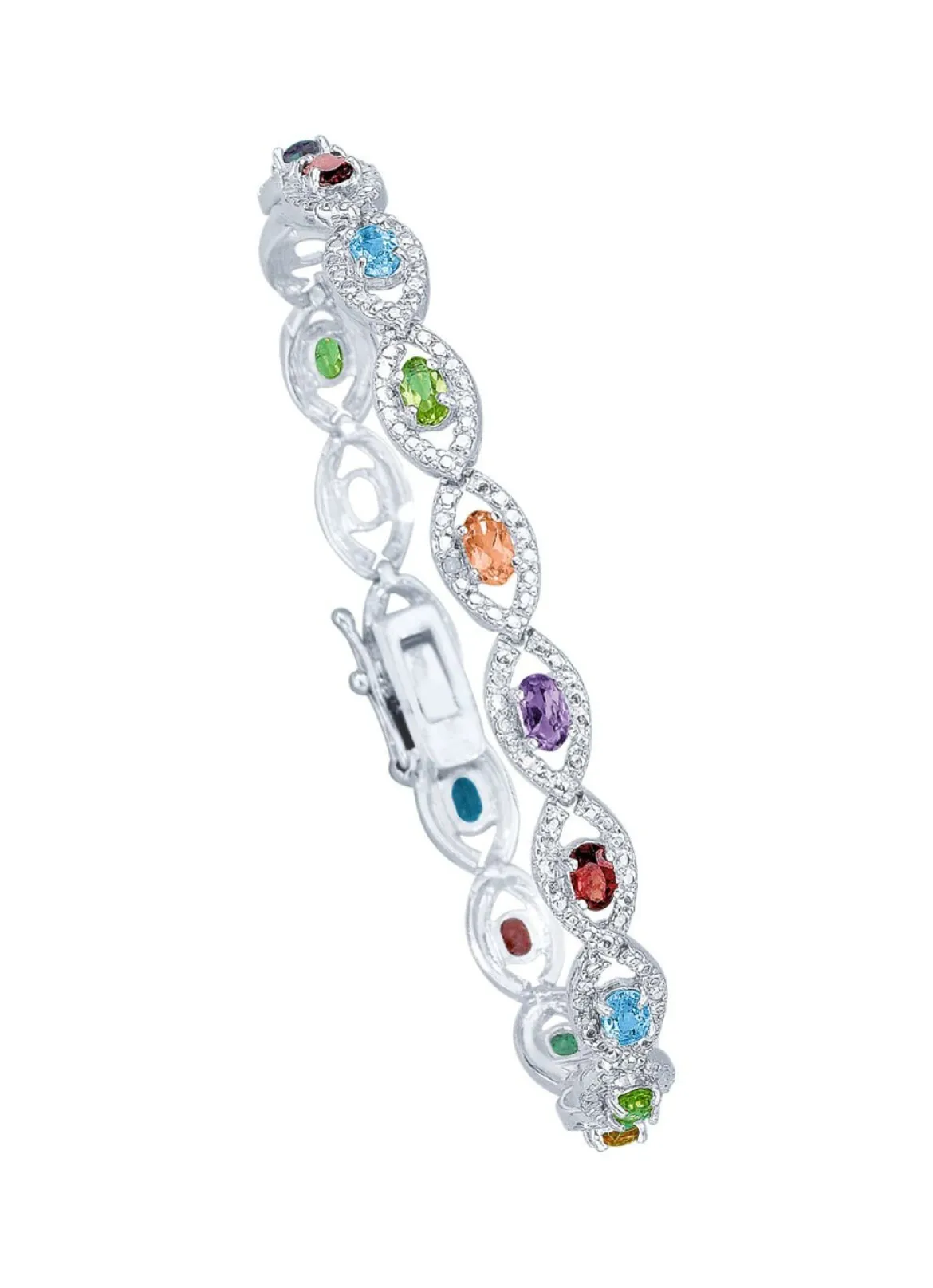 Armband mit echt Granat, Blautopas, Citrin, Amethyst und Peridot