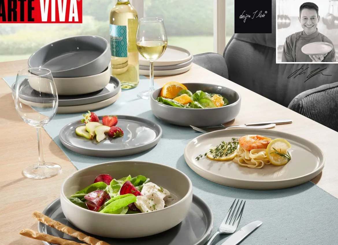 Arte Viva 12-teiliges Tafel-Service aus Markensteinzeug