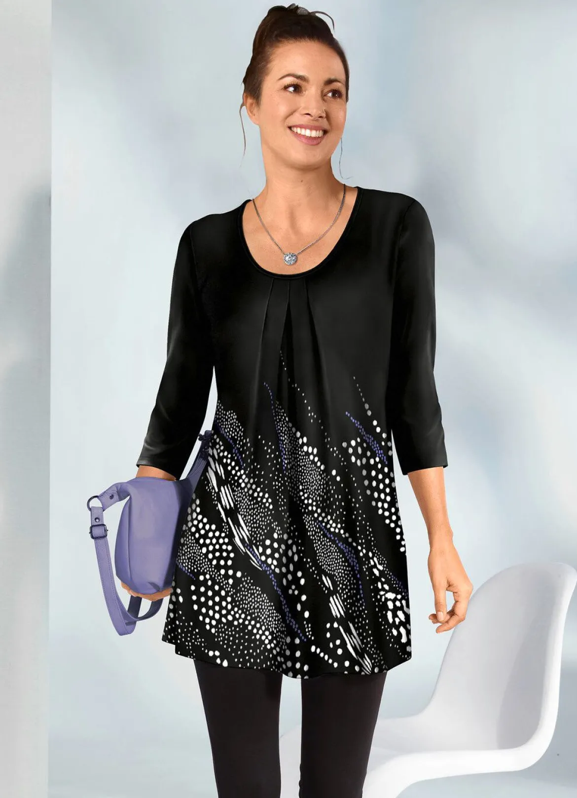 Attraktives Longshirt mit 3/4-langen Ärmeln
