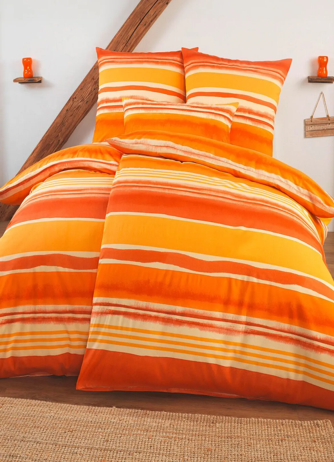 Beidseitig bedruckte Bettwäsche-Garnitur in Polycotton-Qualität