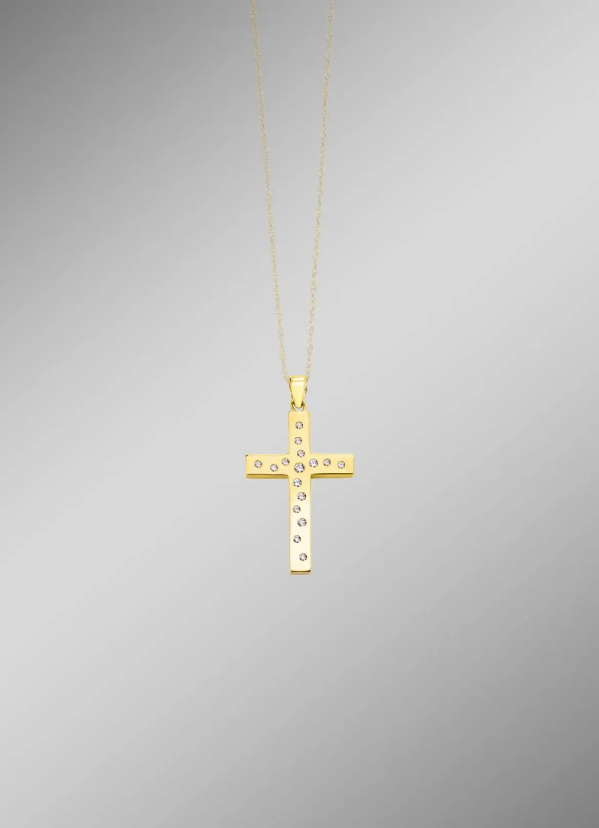 Beidseitig tragbarer Kreuz-Anhänger mit synth. Zirkonia