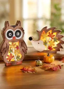 Beleuchtete Holz-Figuren, 2er-Set