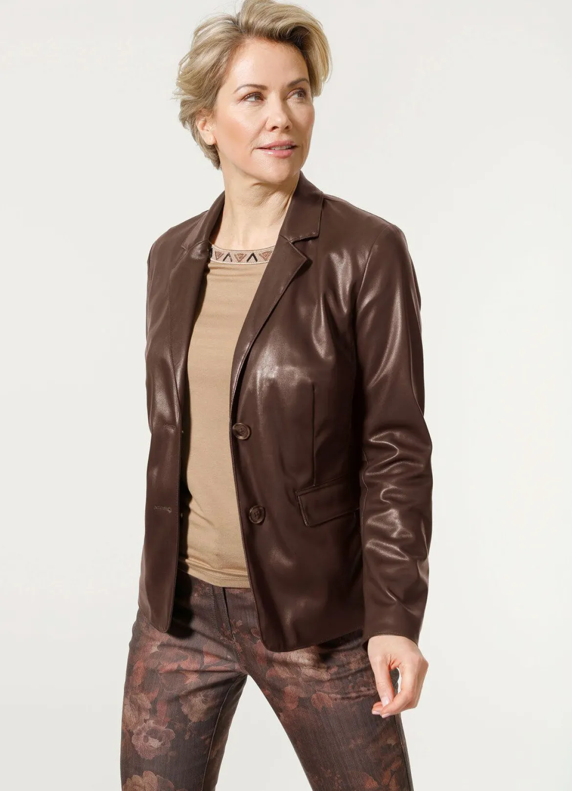 Blazer aus Nappaleder-Imitat