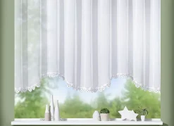 Blumenfenster-Store aus echter Plauener Spitze