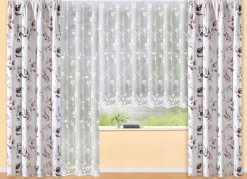 Blumenfenster-Store Blumenranke mit Universalschienenband