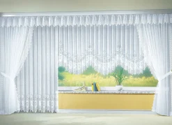 Blumenfenster-Store, gleichmäßig gebogt, mit Faltenband