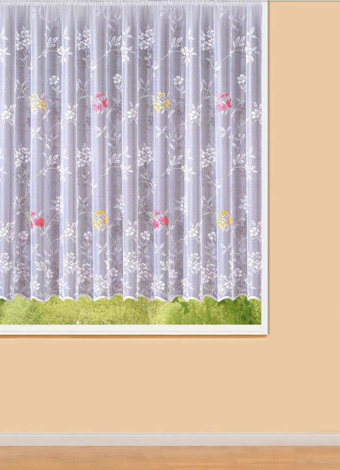Blumenfenster-Store mit Universalschienenband