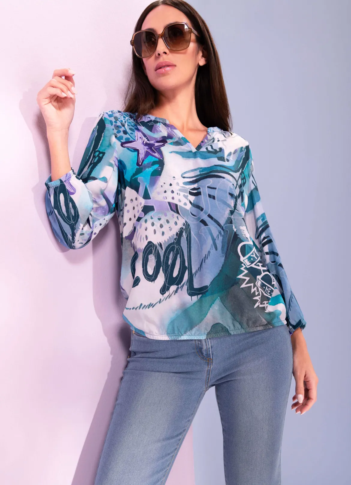 Bluse mit auffallendem Dessin