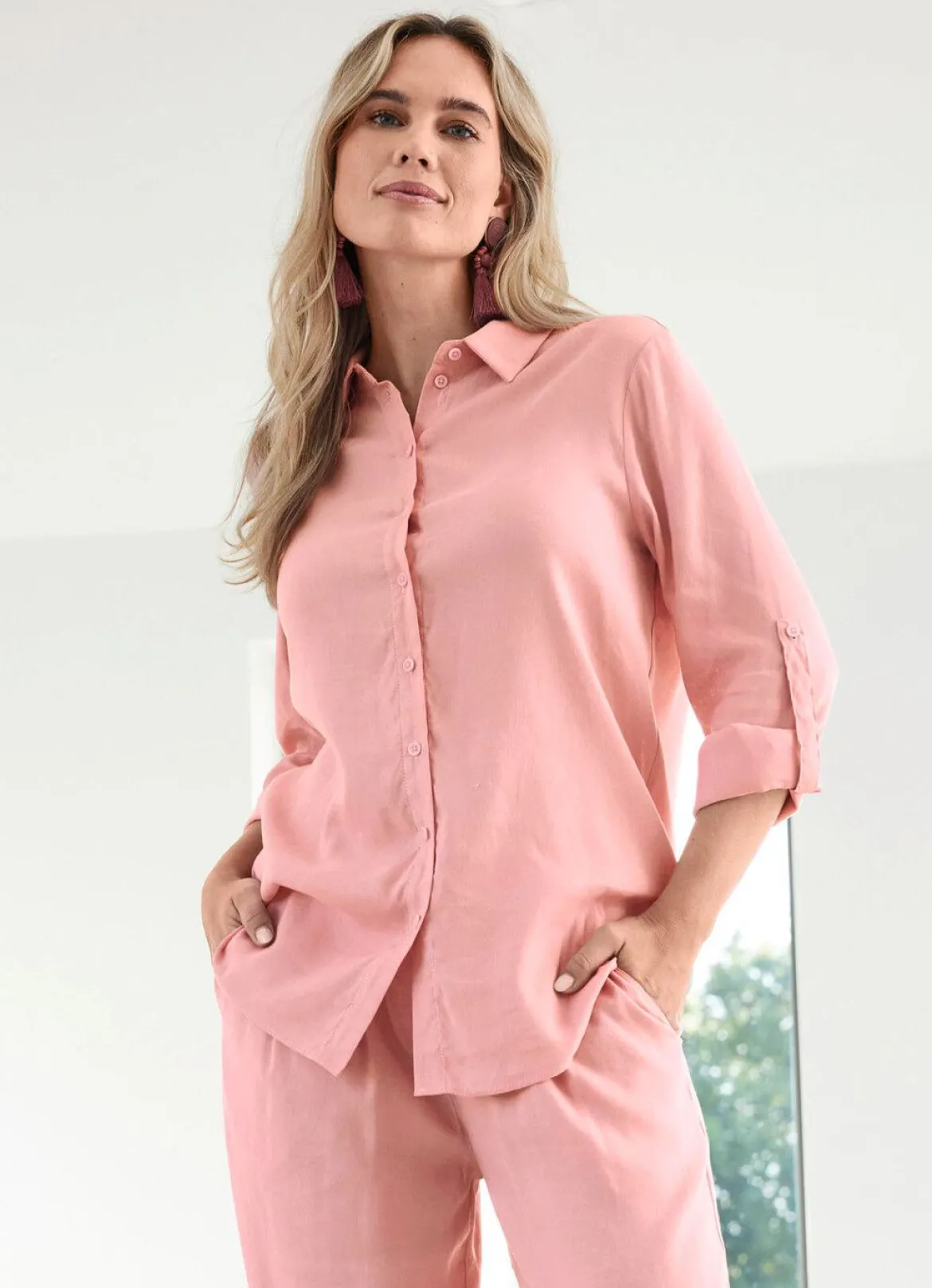Bluse mit Hemdkragen