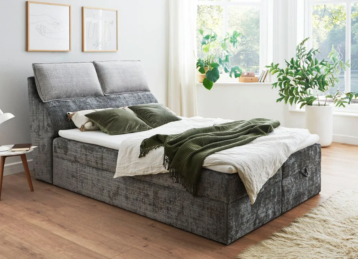 Boxspringbett mit Bettkasten und Kaltschaumtopper