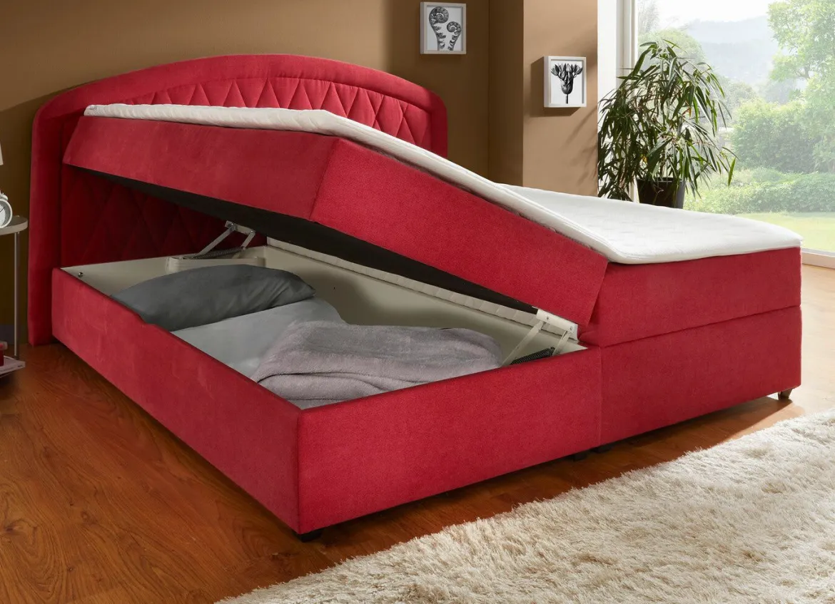 Boxspringbett mit Bettkasten und Topper