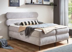Boxspringbett mit LED-Beleuchtung und Topper