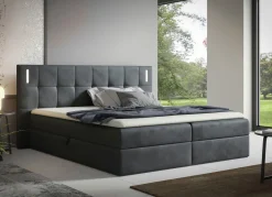 Boxspringbett mit LED-Beleuchtung und Topper