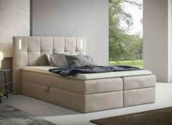 Boxspringbett mit LED-Beleuchtung und Topper