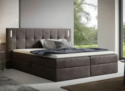 Boxspringbett mit LED-Beleuchtung und Topper