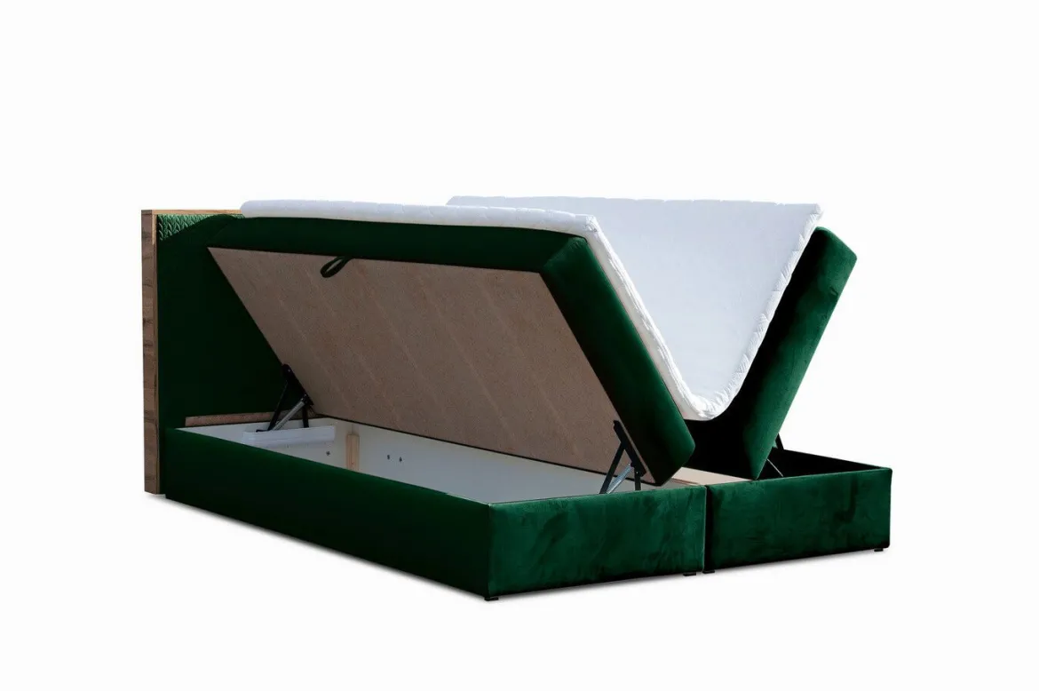 Boxspringbett mit Rahmen aus Wotaneiche
