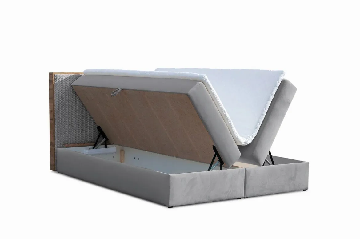 Boxspringbett mit Rahmen aus Wotaneiche