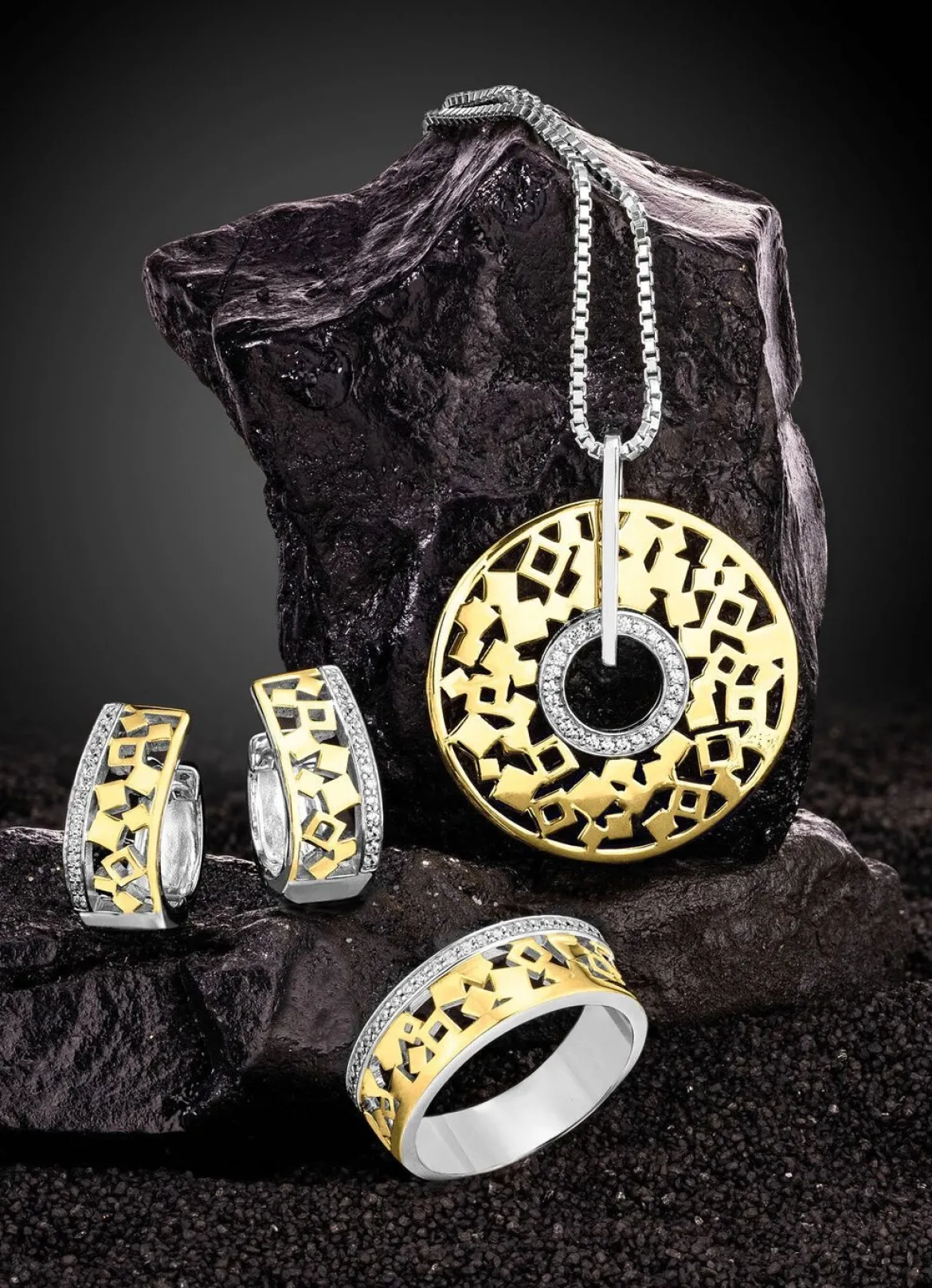 Damenring in Bicolor mit Zirkonia