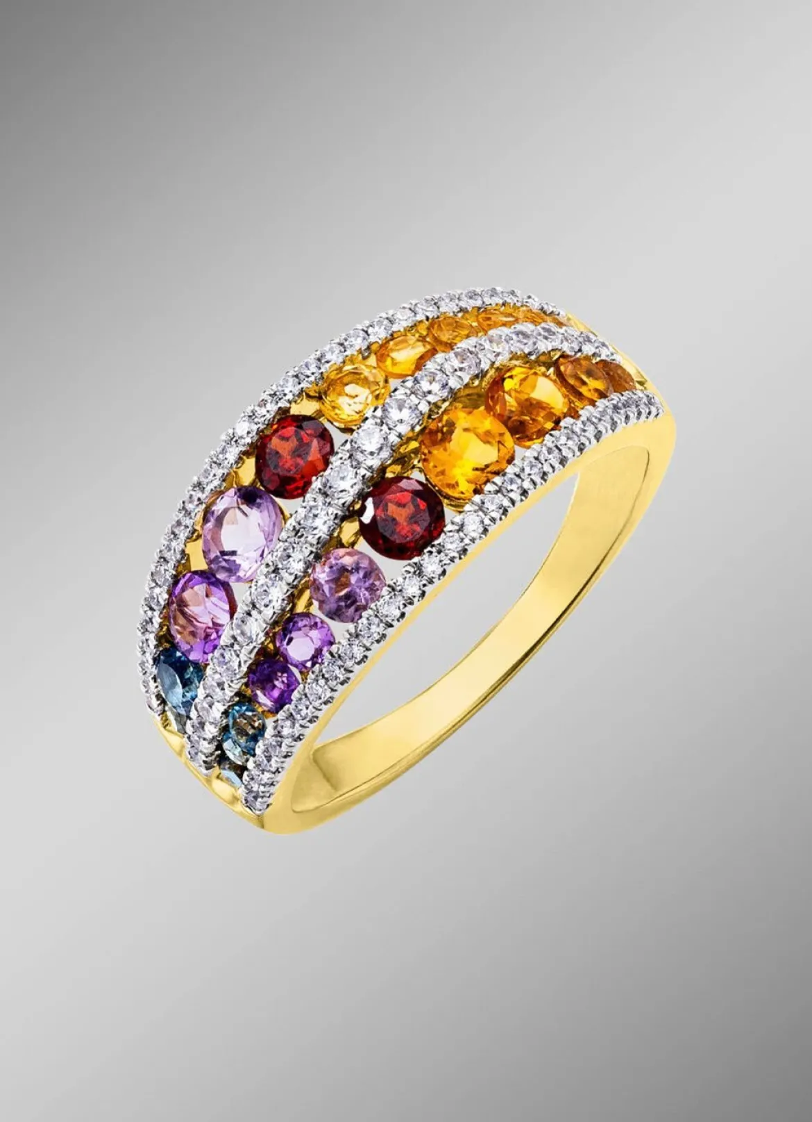 Damenring mit Brillanten und Edelsteine