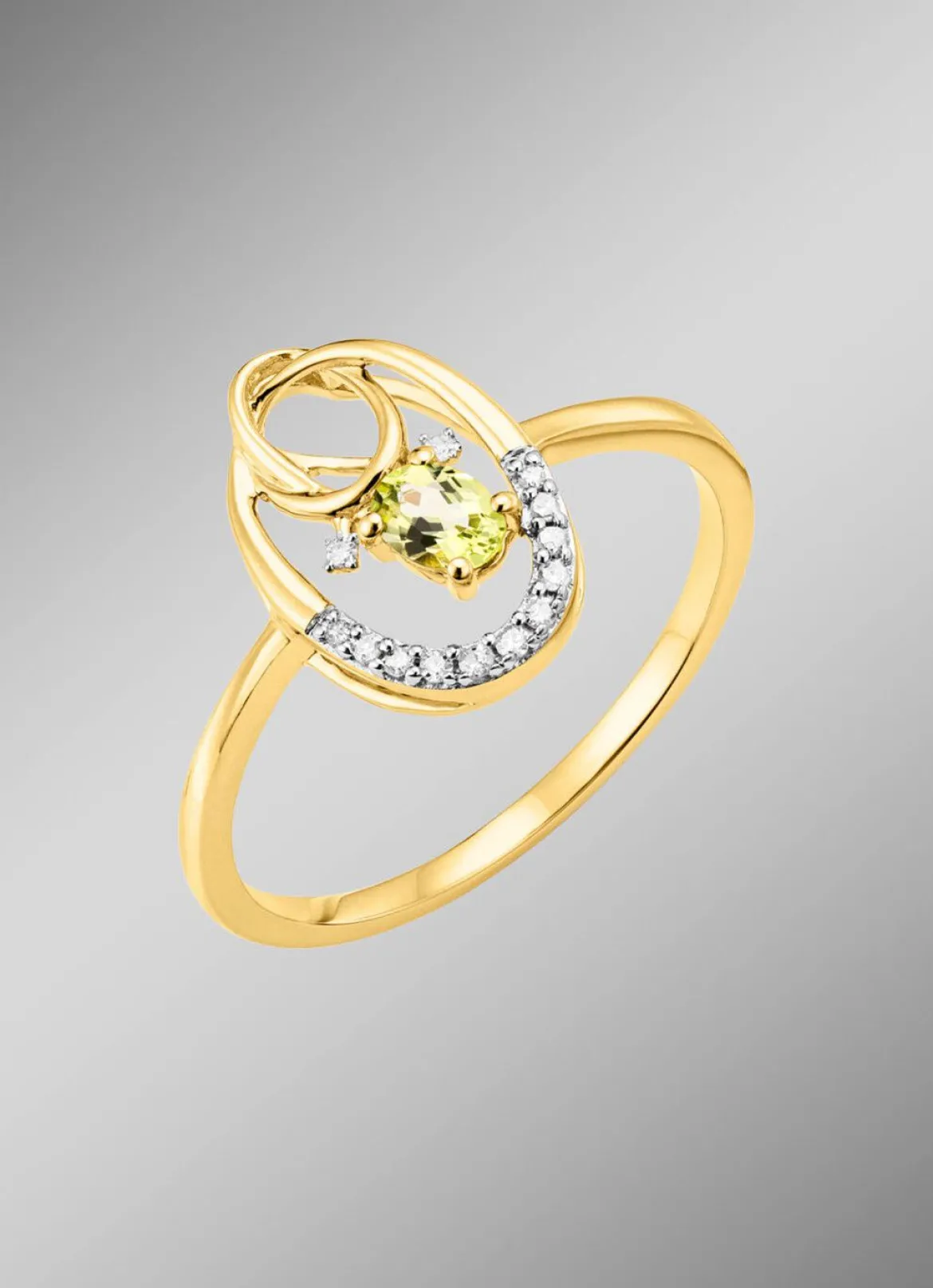 Damenring mit Brillanten und Peridot