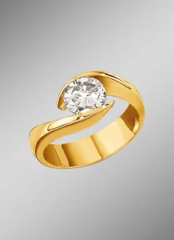 Damen-Solitärring mit champagnerfarbenem Brillant