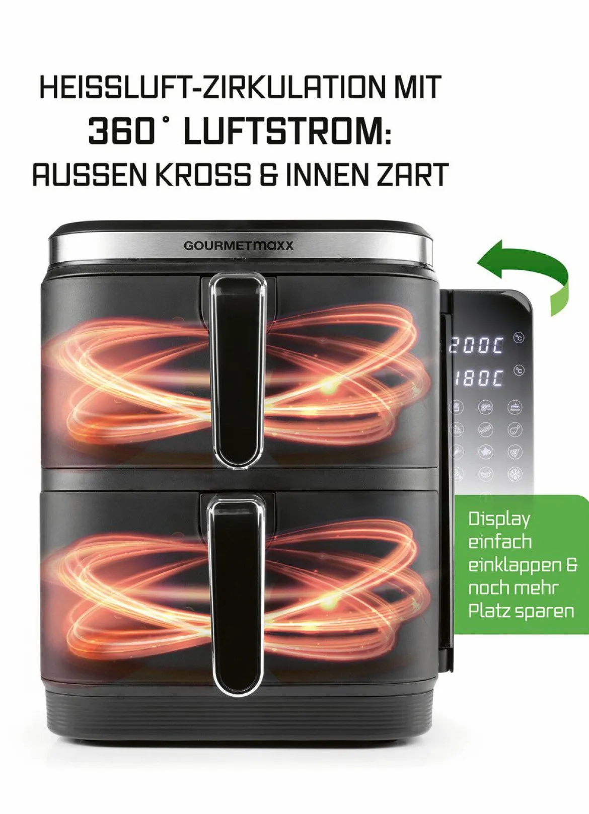 Digitale Doppelkammer-Heißluftfritteuse „FryUP“