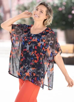 Doppellagiges Shirt mit Chiffon-Überwurf