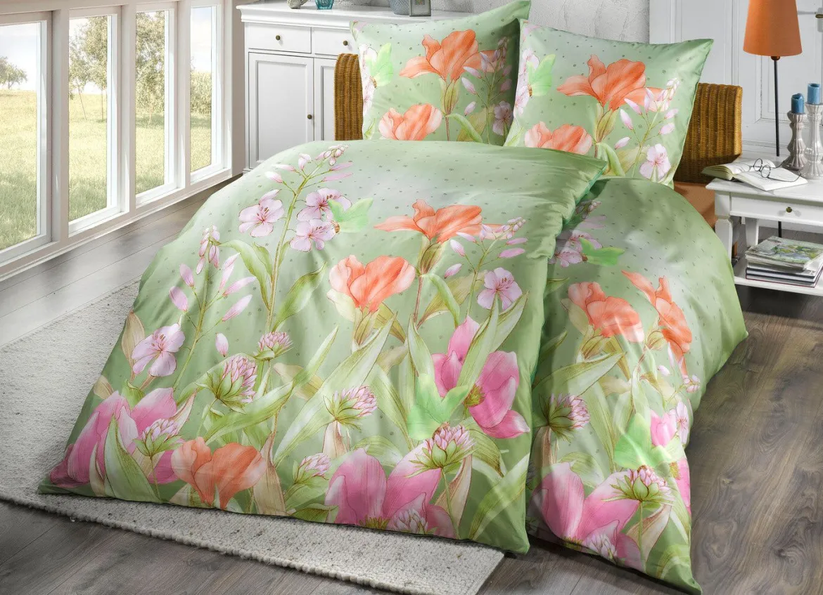 Dormisette Bettwäsche-Garnitur mit floralen Dessin