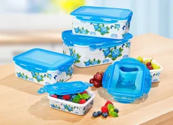 Dosen-Set eckig, 10-teilig mit schönem Hortensien-Dekor