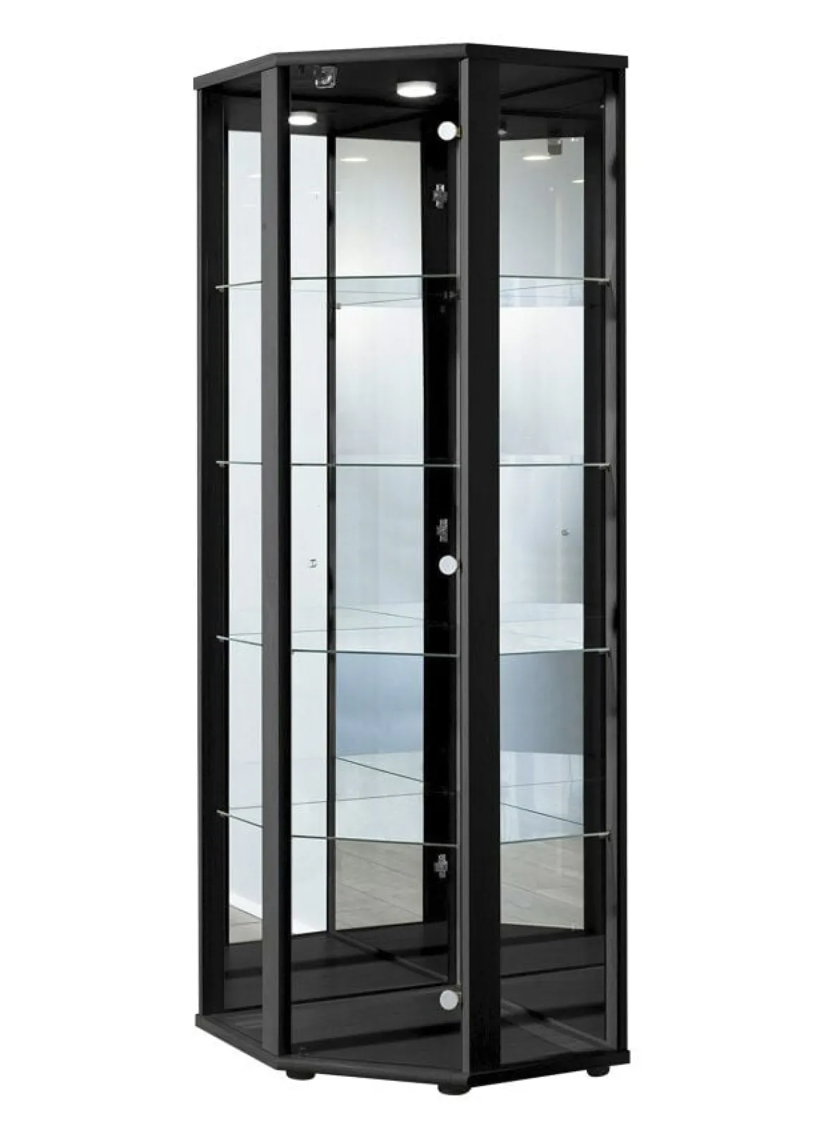 Eck-Vitrine mit LED-Beleuchtung