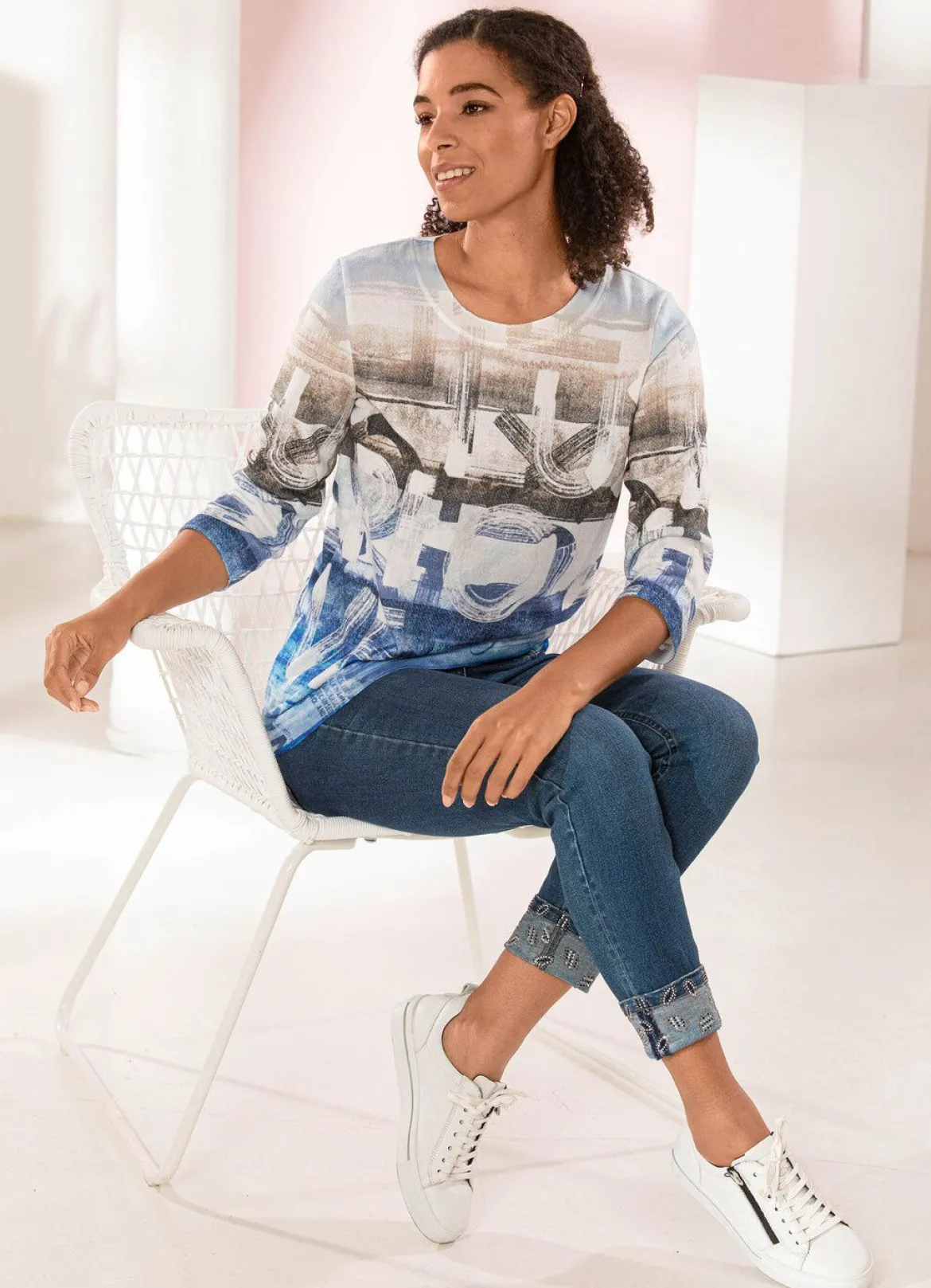 Edel-Jeans in 7/8-Länge mit hübschem Glitzersteinchenbesatz