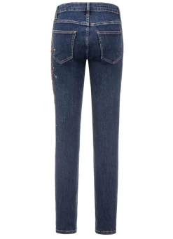 Edel-Jeans mit handbemalten, floralen Motiven