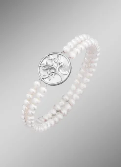 Elastisches 2-reihiges Armband mit Süßwasser-Zuchtperlen