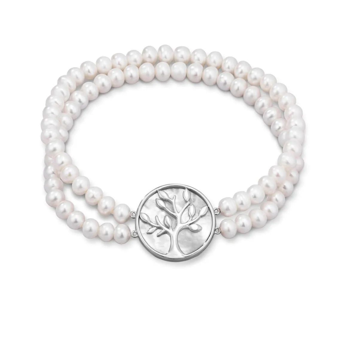 Elastisches 2-reihiges Armband mit Süßwasser-Zuchtperlen