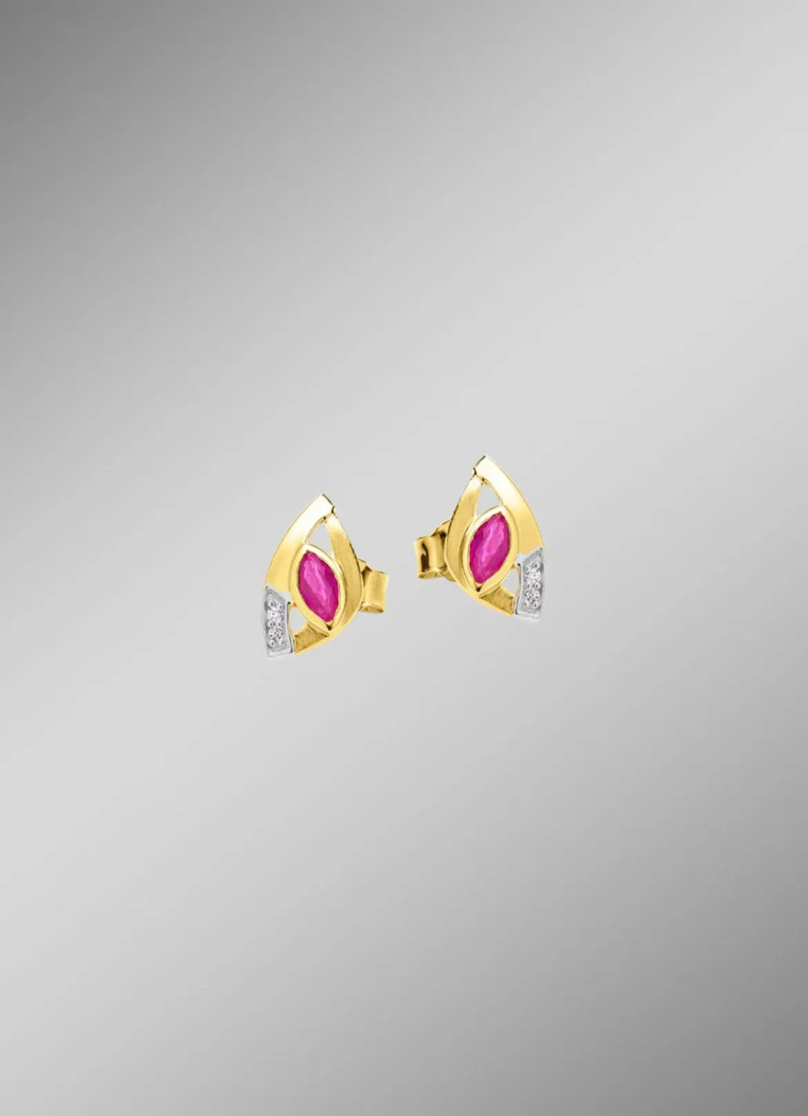 Elegante Ohrstecker mit Rubin und Zirkonia