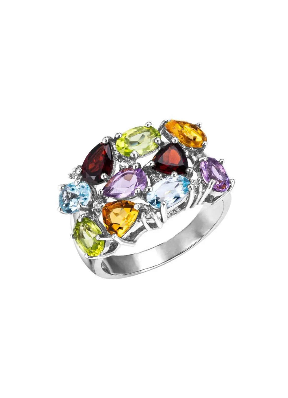 Eleganz in Silber: Damenring mit Edelsteinen