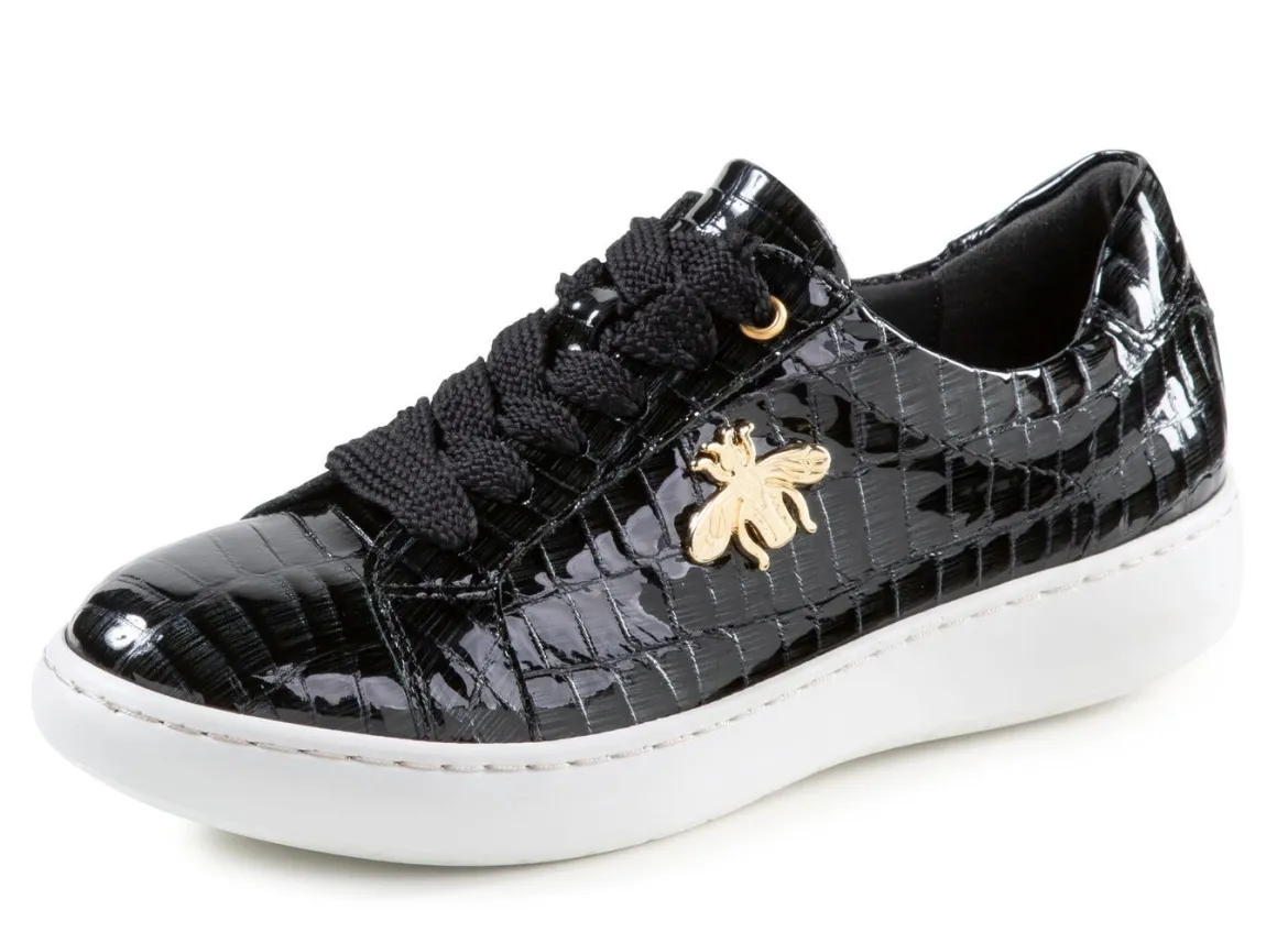 ELENA EDEN Sneaker aus Lackleder mit edlem Metallschmuck