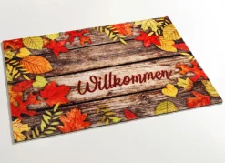 Fußmatte Herbstblätter mit rutschhemmender Rückseite
