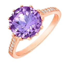 Funkelnder Damenring mit echt Amethyst und synth. Zirkonia
