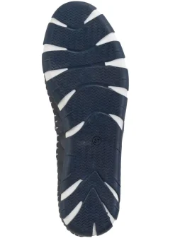 Gemini Slipper mit dezenter Knitter-Struktur und bunten Leder-Blüten