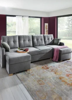 Gemütliche Wohnlandschaft mit Bettfunktion und 3 Bettkästen