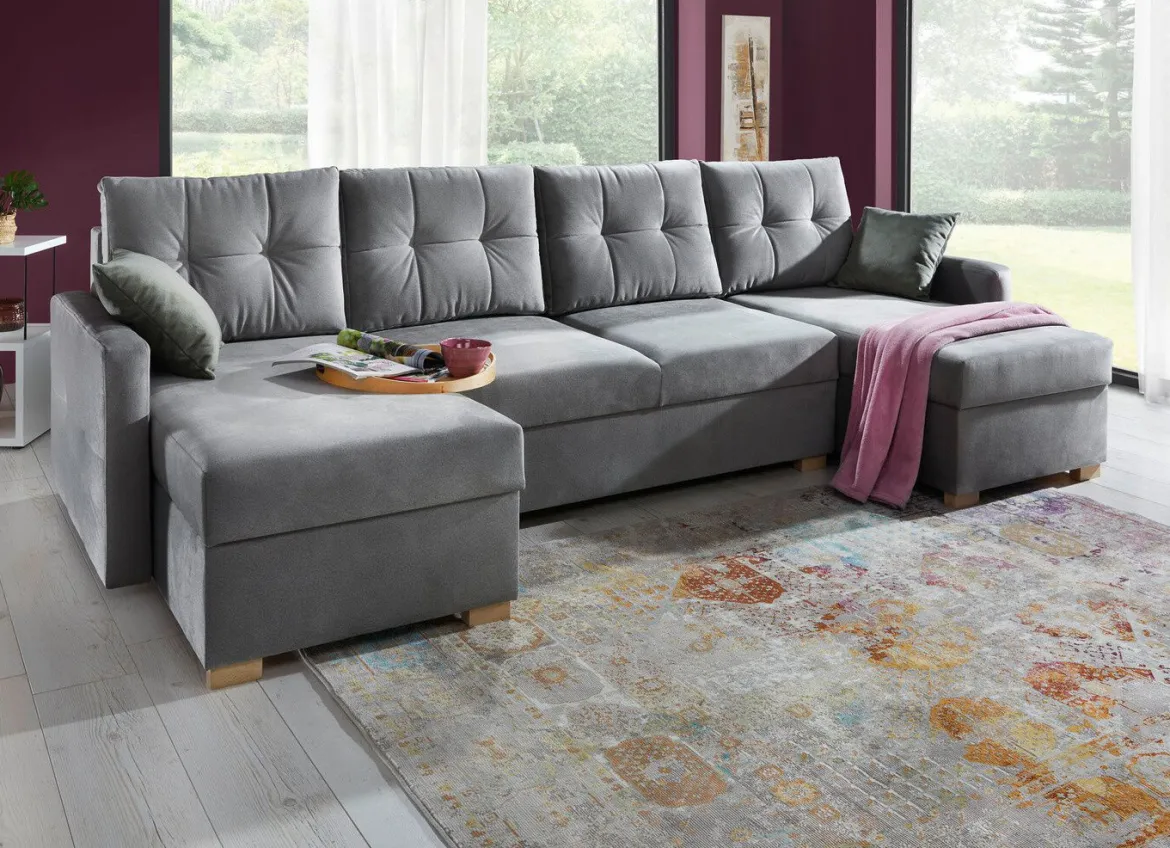 Gemütliche Wohnlandschaft mit Bettfunktion und 3 Bettkästen