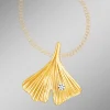 Glücksbringer Anhänger Ginkgo-Blatt mit Brillant