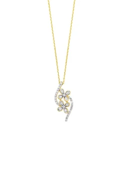 Halskette im Blumen-Design, 10 Brillanten, 22 Diamanten